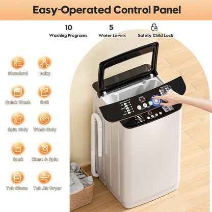 Portable Washer and Dryer Combo Set, 28 Lbs Fully Automatic Washing Machine, 1.5 Cuft Portable Dryers, Compact Washer and Dryer for Apartment, RV, Dorm