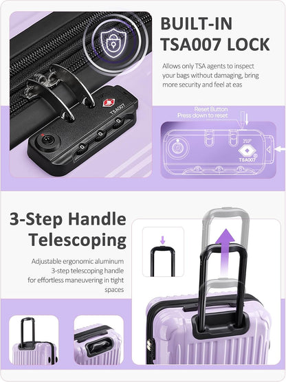 Expandable Carry on Luggage Suitcase with Wheels