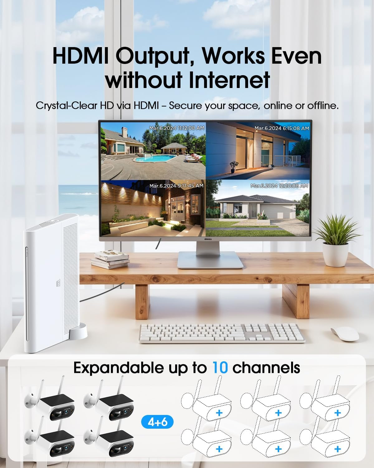 Solar Security Camera Wireless Outdoor, 2K Ultra Clear Home Security Camera System, No Subscription, Smart Human Detection, Easy Installation, 5Ghz & 2.4Ghz Wifi