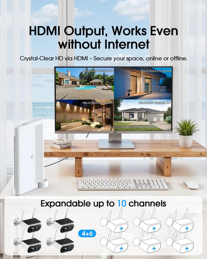 Solar Security Camera Wireless Outdoor, 2K Ultra Clear Home Security Camera System, No Subscription, Smart Human Detection, Easy Installation, 5Ghz & 2.4Ghz Wifi