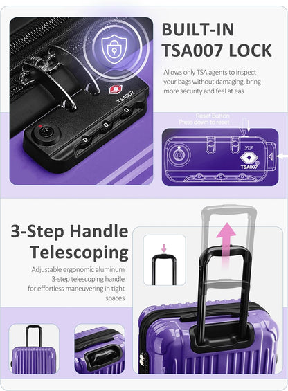 Expandable Carry on Luggage Suitcase with Wheels