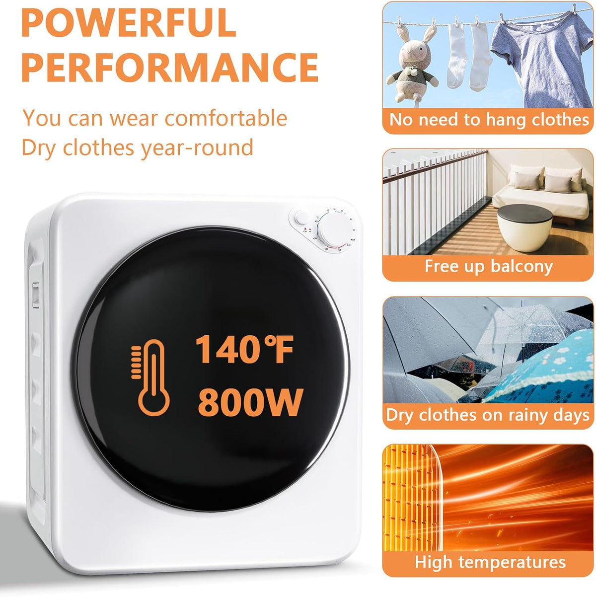 1.8 Cu.Ft Portable Clothes Dryer and 22Lbs Washing Machine Set