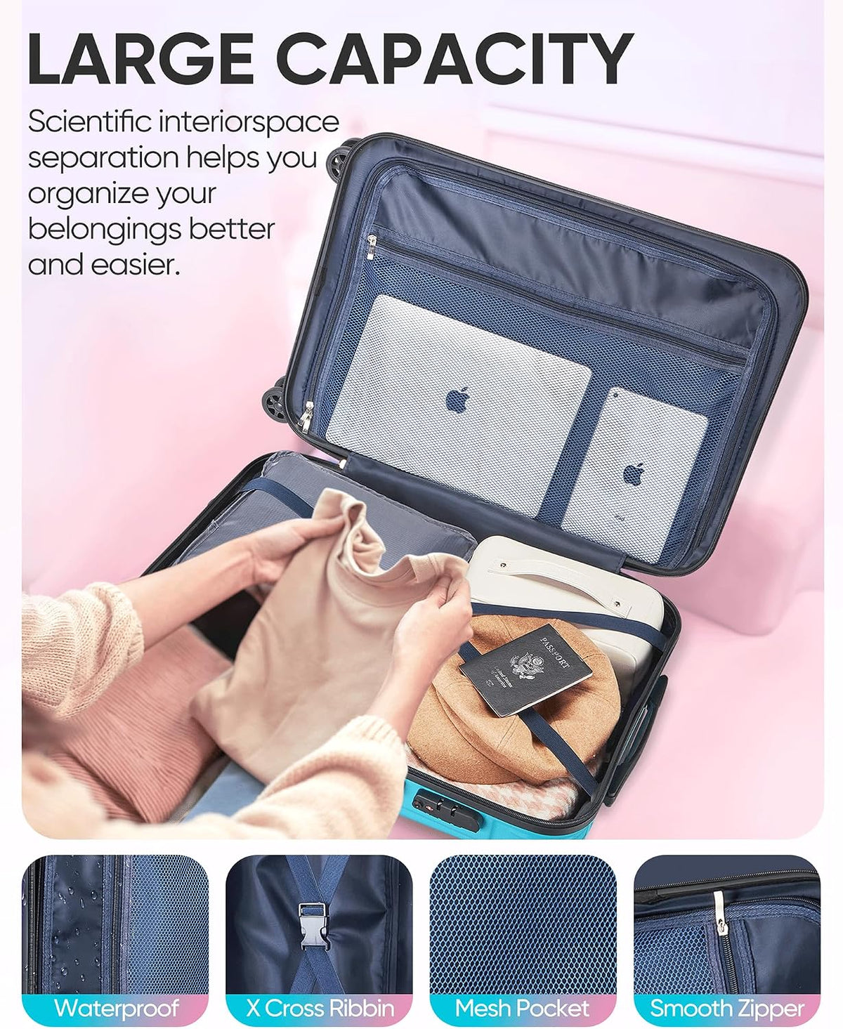 Expandable Carry on Luggage Suitcase with Wheels