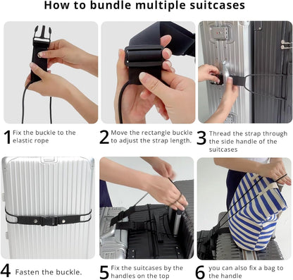 Luggage Straps for Suitcases Adjustable TSA Approved Suitcase Connector