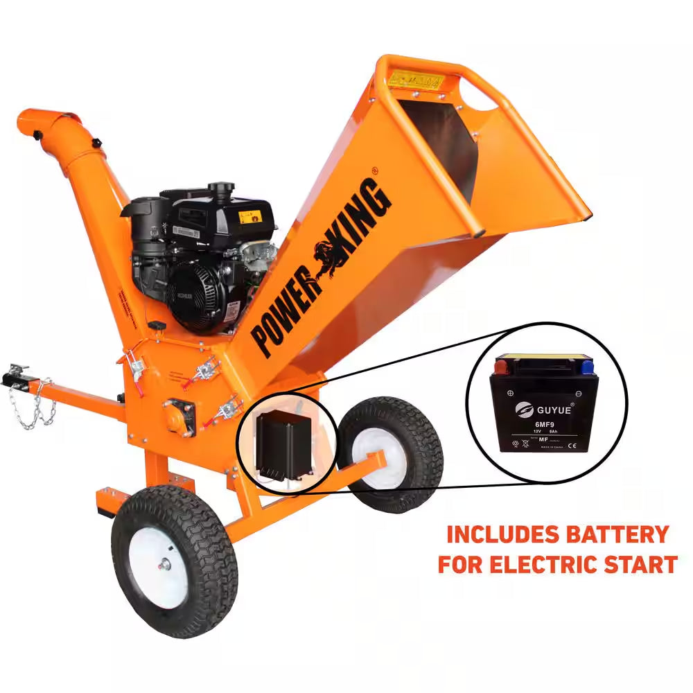 5 In. 14 HP Kohler Engine Gas Powered Commercial Chipper Shredder Kit, Electric Start, Hour Meter, Wheel Base Extension