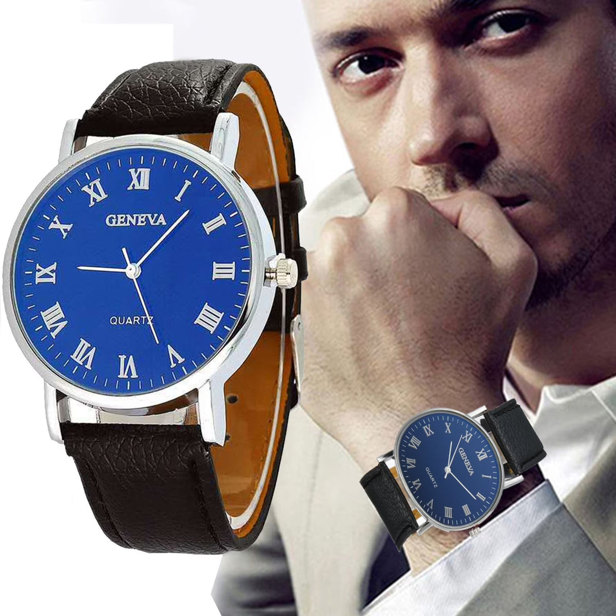 Ausyst Men'S Watch Fashion Luxury Faux Leather Mens Quartz Analog Watches Gift for Men up to 65% Off