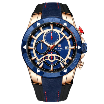 Men'S Watch Calendar Watch Tape Quartz Watch Six-Pin Watch Business Men'S Watch