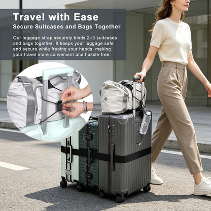 Luggage Straps for Suitcases 3 PCS, Adjustable Elastic Tick Rope