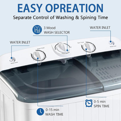 1.8 Cu.Ft Portable Clothes Dryer and 22Lbs Washing Machine Set