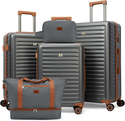 Luggage Sets 5 Pcs Suitcases with Wheels, 20/24/28Inch, Gray