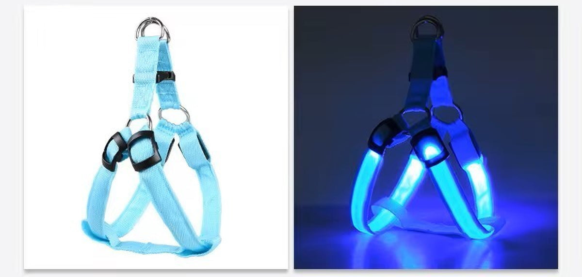 USB RECHARGEABLE Led Dog HARNESS ( Glow Flashing Light-Up Night Safety)