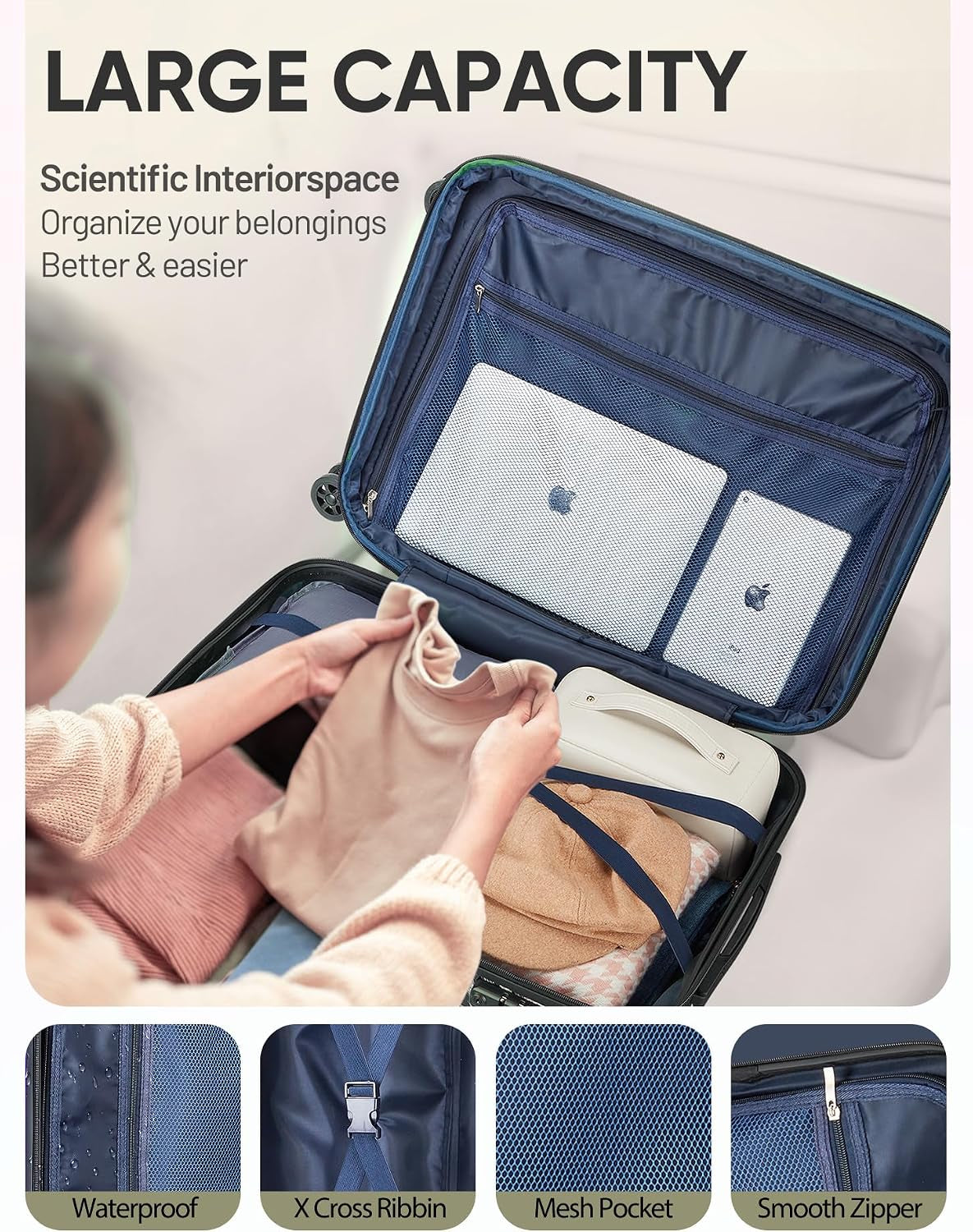 Expandable Checked Luggage Suitcase with Wheels