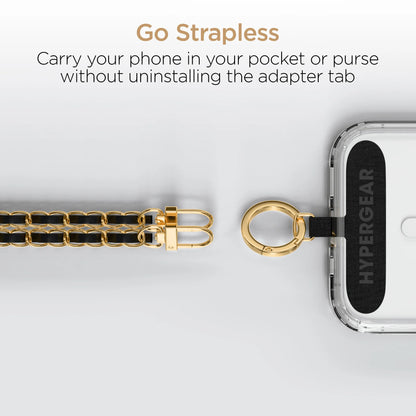 Hypergear Techcessories Gold Chain with Black Vegan Leather Universal Crossbody Phone Strap