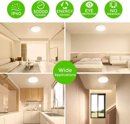 9Inch LED Flush Mount Ceiling Light Fixture, 18W [180W Equivalent] Warm White 2800K Ceiling Lights Fixture, 1800LM White Ceiling Lamp for Bedroom, Living Room, Kitchen, Office, Hallway