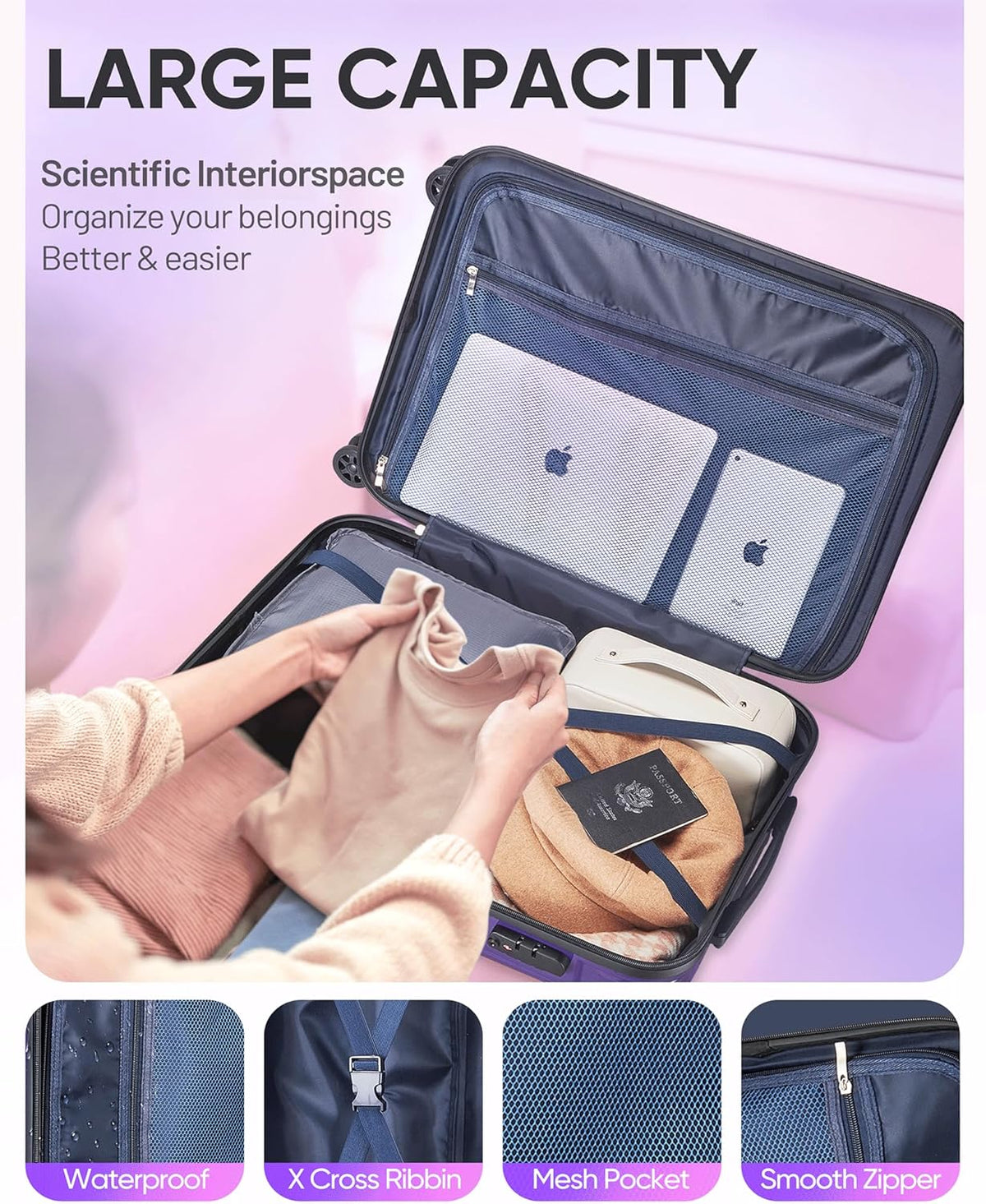 Expandable Carry on Luggage Suitcase with Wheels