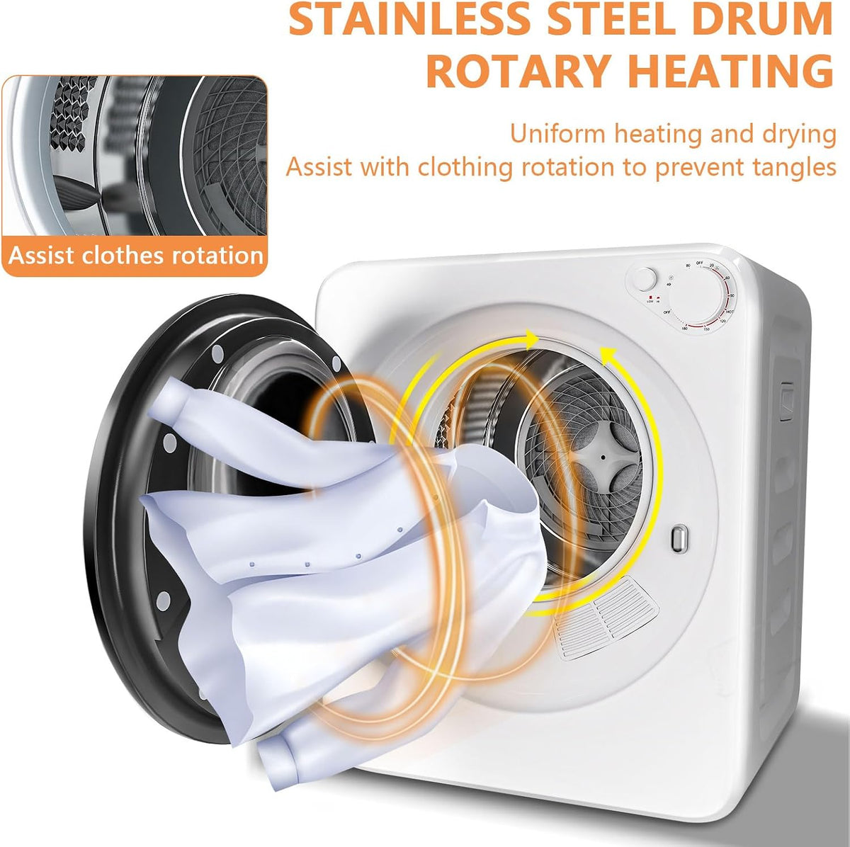 1.8 Cu.Ft Portable Clothes Dryer and 22Lbs Washing Machine Set
