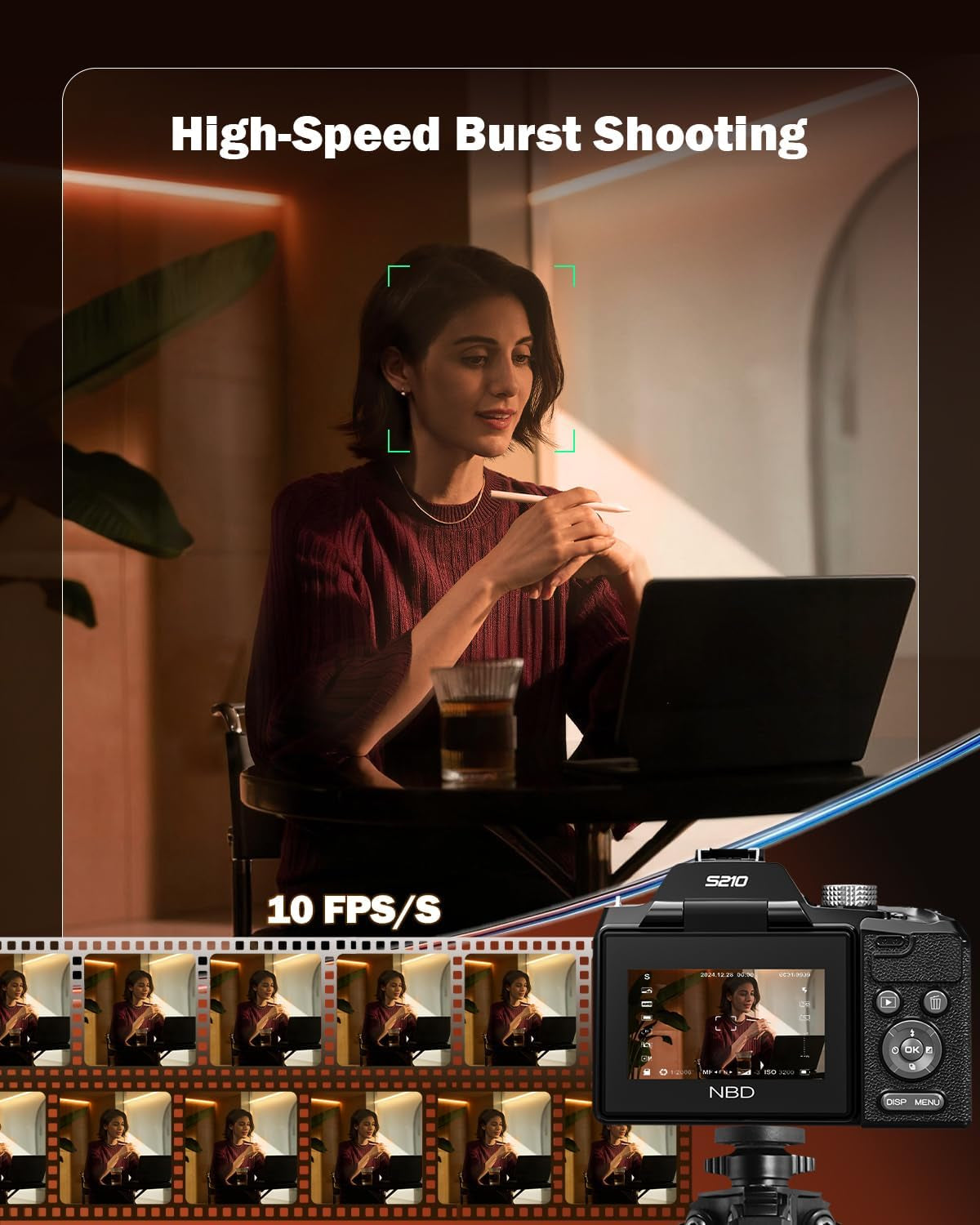 NBD 8K Digital Cameras for Photography,64Mp Vlogging Cameras for Youtube,16X Optical Zoom Travel Point and Shoot Digital Cameras Fotograficas with 180°Flip Screen,2 Batteries,64Gb Card (Black)