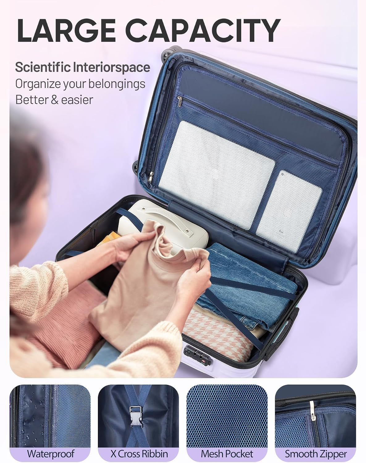 Expandable Carry on Luggage Suitcase with Wheels