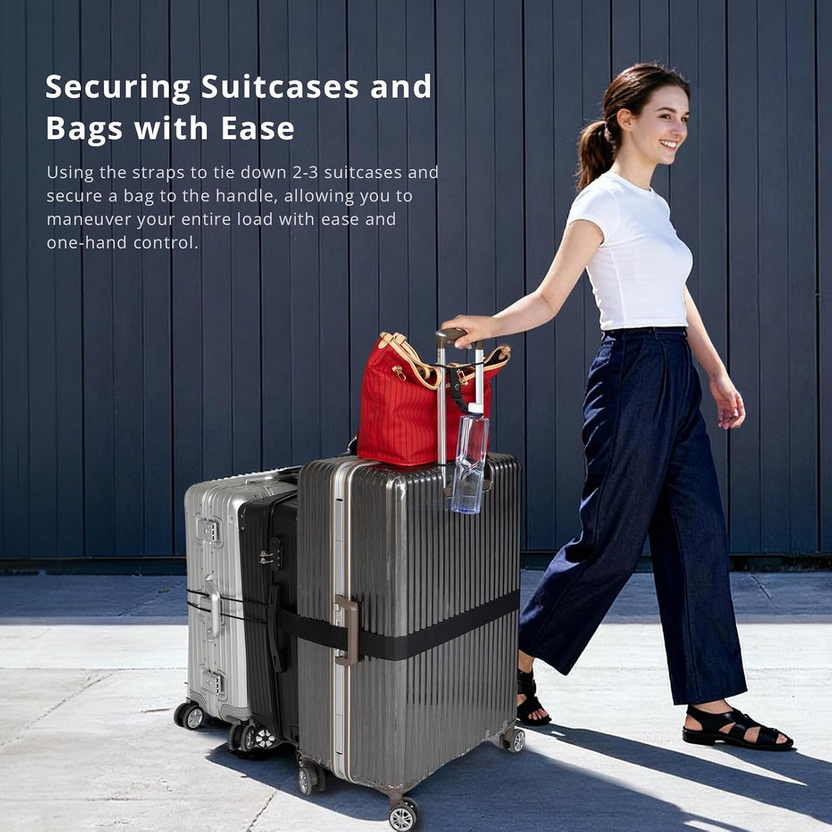 Luggage Straps for Suitcases Adjustable TSA Approved Suitcase Connector