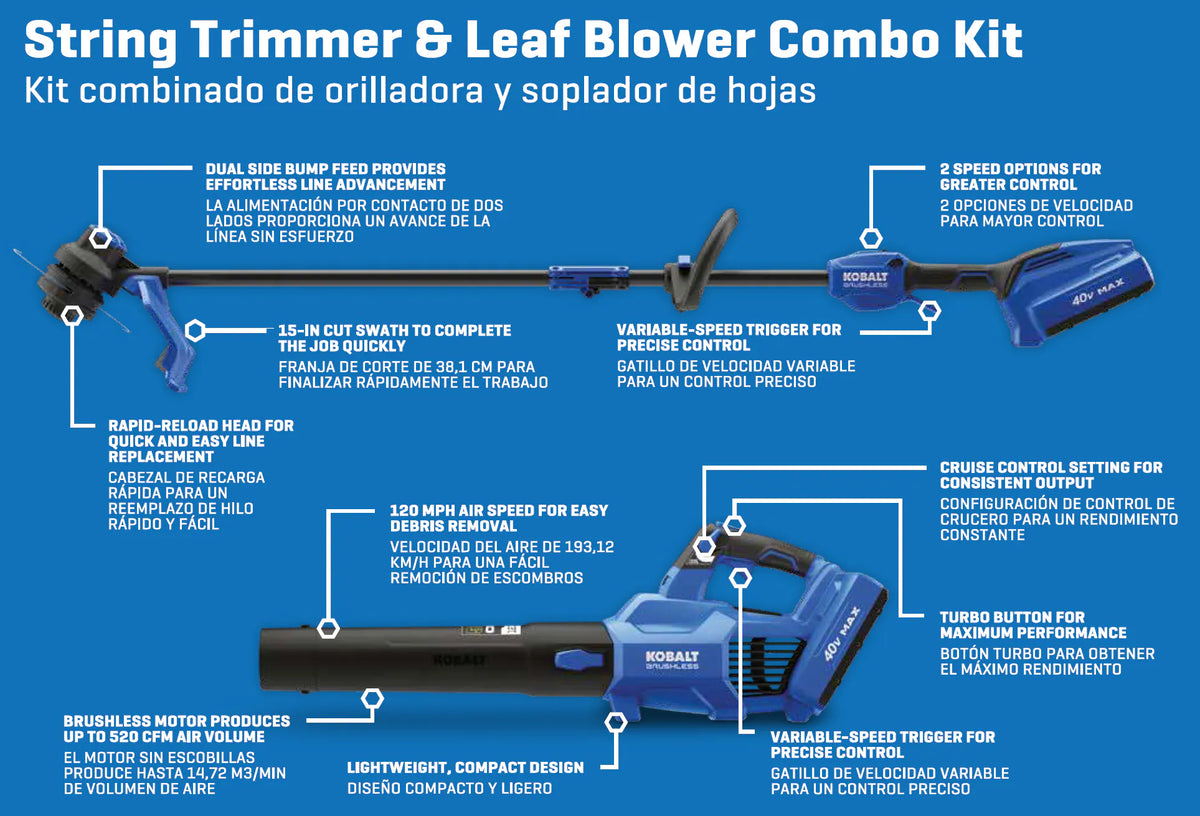 Gen4 40-Volt Cordless Battery String Trimmer and Leaf Blower and Combo Kit 4.0 Ah (Battery Included) (Charger Included)
