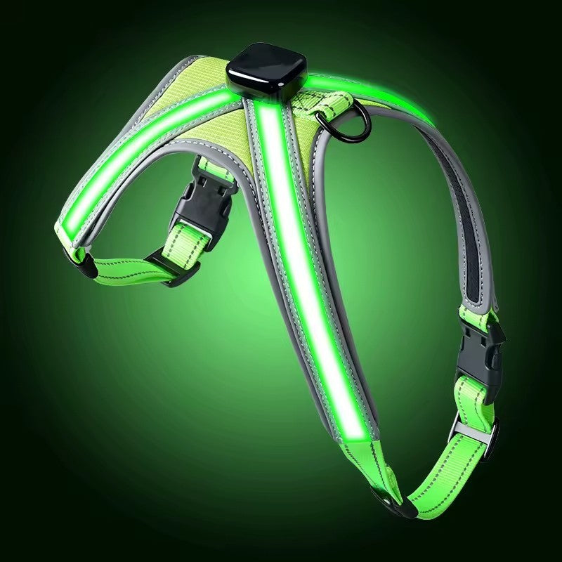 USB RECHARGEABLE Led Dog HARNESS ( Glow Flashing Light-Up Night Safety)