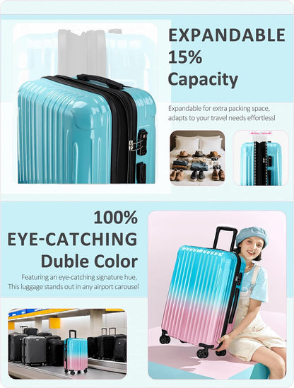 Expandable Carry on Luggage Suitcase with Wheels