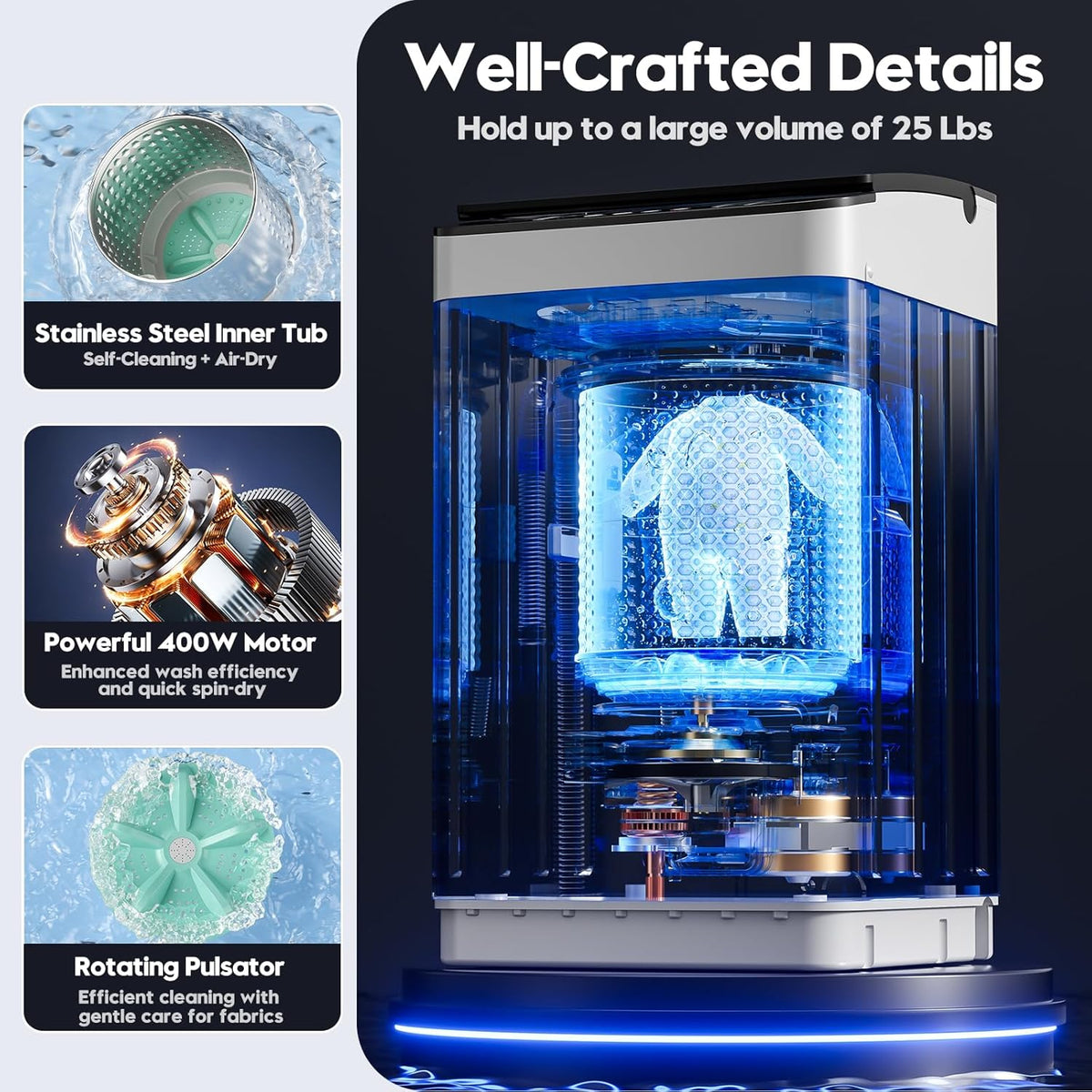 Portable Washer and Dryer Combo Set, 28 Lbs Fully Automatic Washing Machine, 1.5 Cuft Portable Dryers, Compact Washer and Dryer for Apartment, RV, Dorm