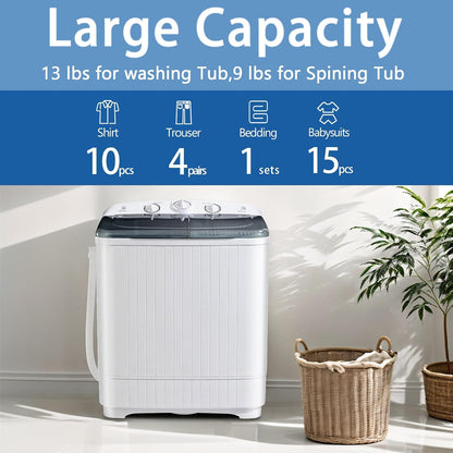 1.8 Cu.Ft Portable Clothes Dryer and 22Lbs Washing Machine Set