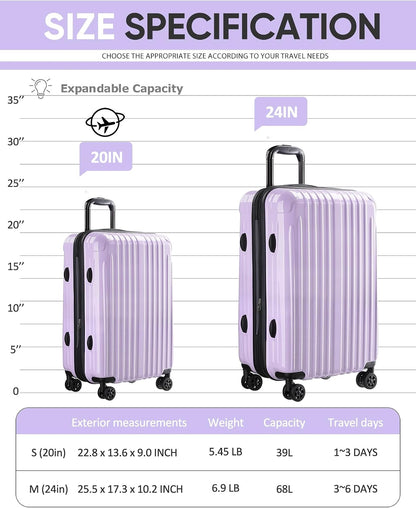 Expandable Carry on Luggage Suitcase with Wheels
