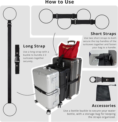 Luggage Straps for Suitcases Adjustable TSA Approved Suitcase Connector
